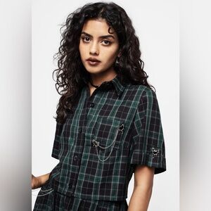 Disturbia Cardio Check Cotton Button Up Shirt US 8 / UK 12